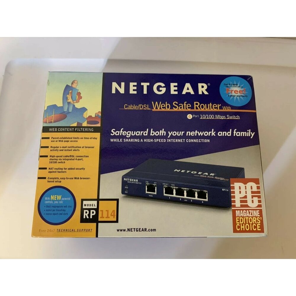 Netgear RP114 Web Safe Cable DSL Router 100 Mbps 4-Port 10/100 Switch‎ Open Box
